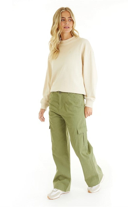Women's Cargo Pants Sage Green Belt loops Cargo Trousers