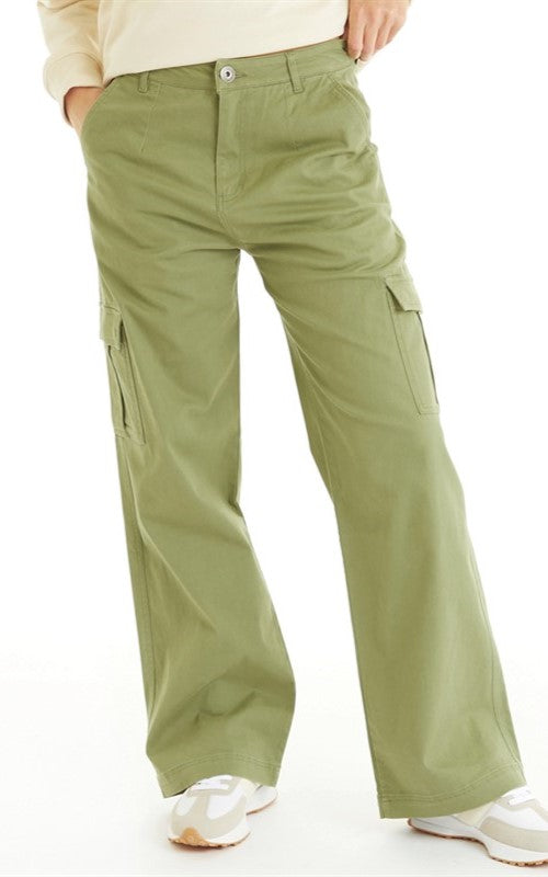 Women's Cargo Pants Sage Green Belt loops Cargo Trousers