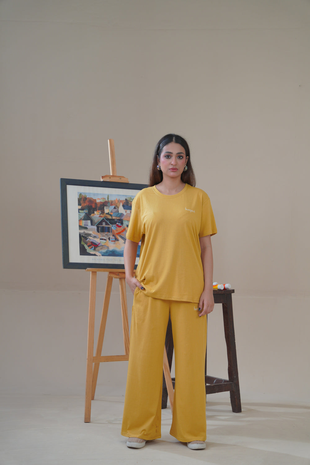Women Knitted Loungewear - Mustard