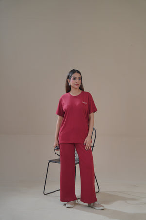 Women Knitted Loungewear - Wine