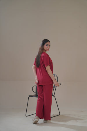 Women Knitted Loungewear - Wine