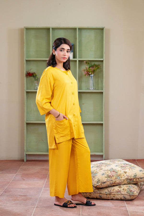 Women Solid Sleepwear- Mustard
