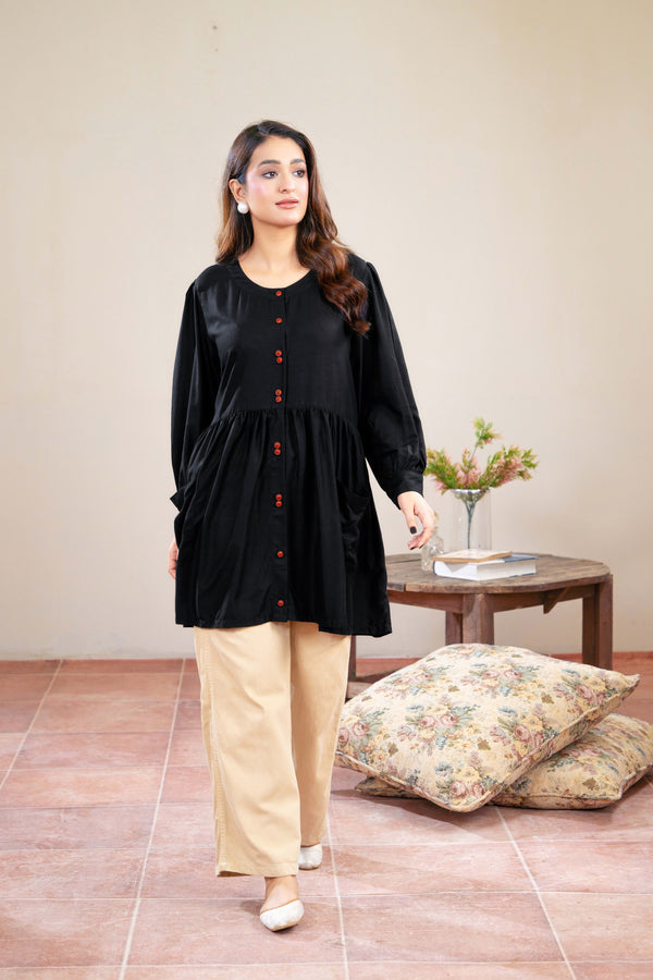 Women Classic Loungewear Top - Black