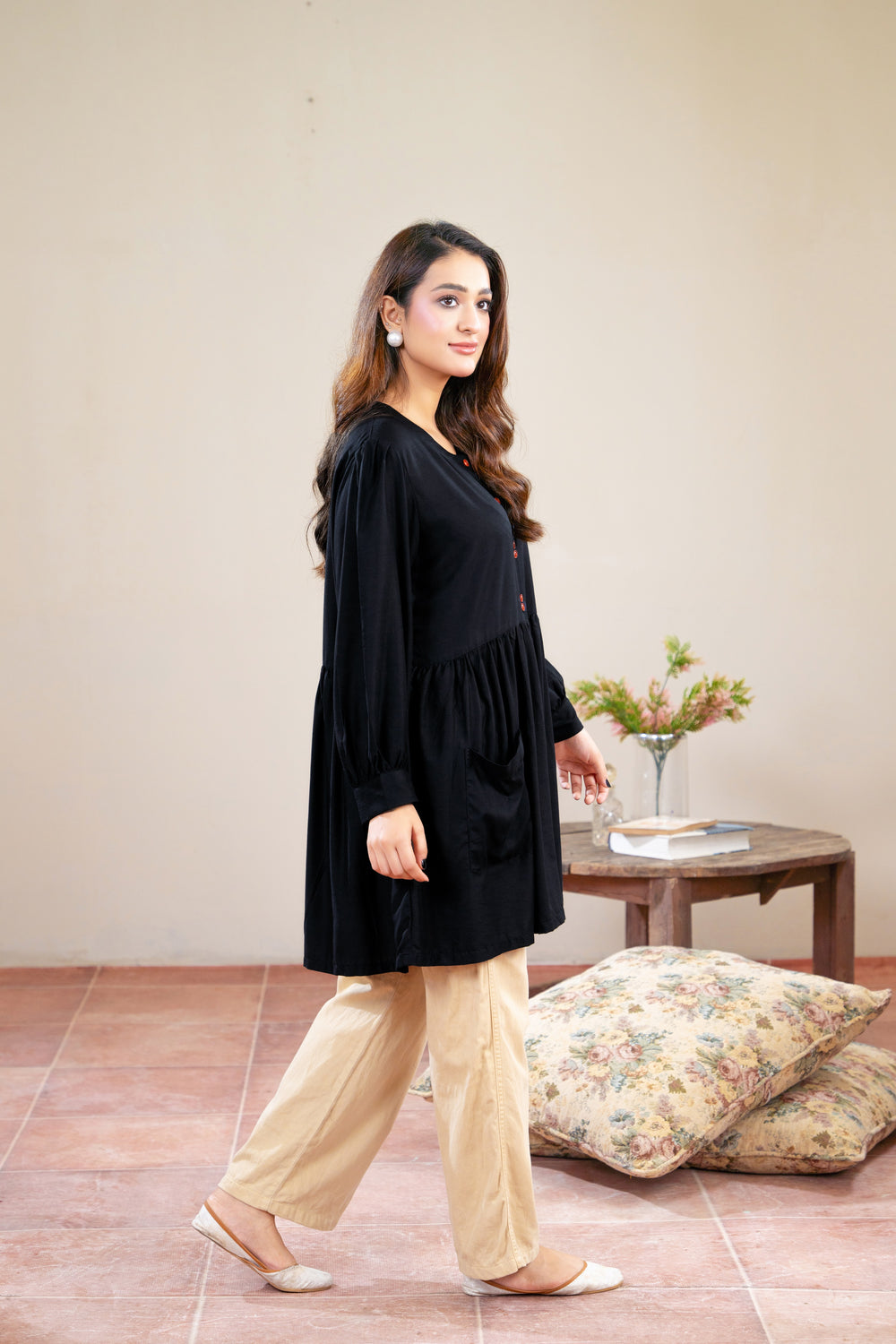 Women Classic Loungewear Top - Black