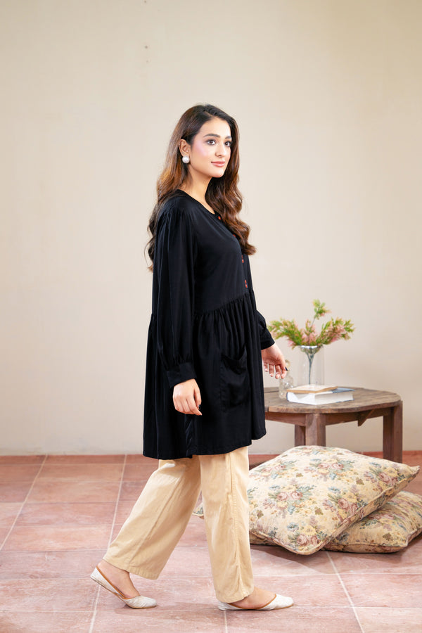 Women Classic Loungewear Top - Black