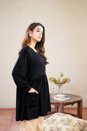 Women Classic Loungewear Top - Black