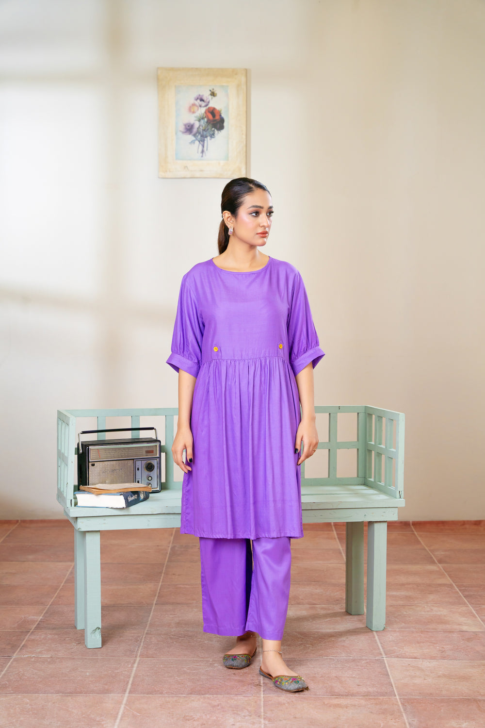 Women  2PC Long Frock - Lilac