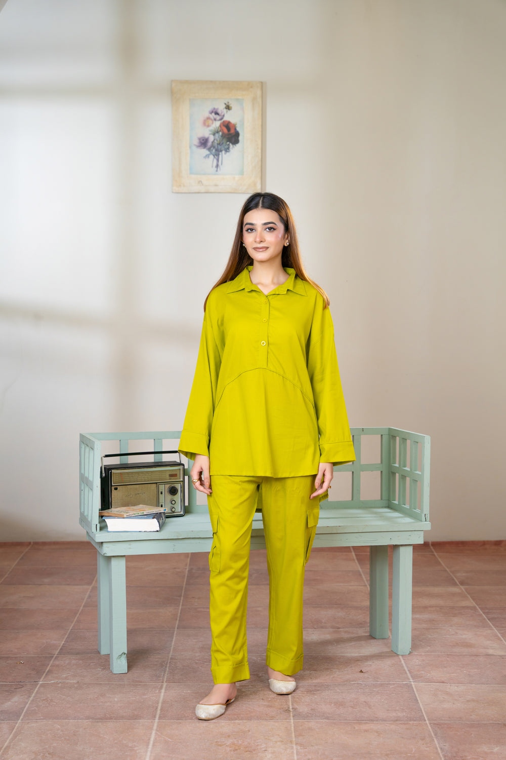 Women Cargo Loungewear - Parrot Green