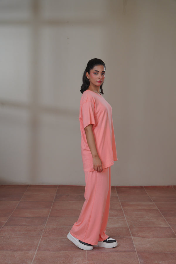 Women Knitted Loungewear - Pastel Peach