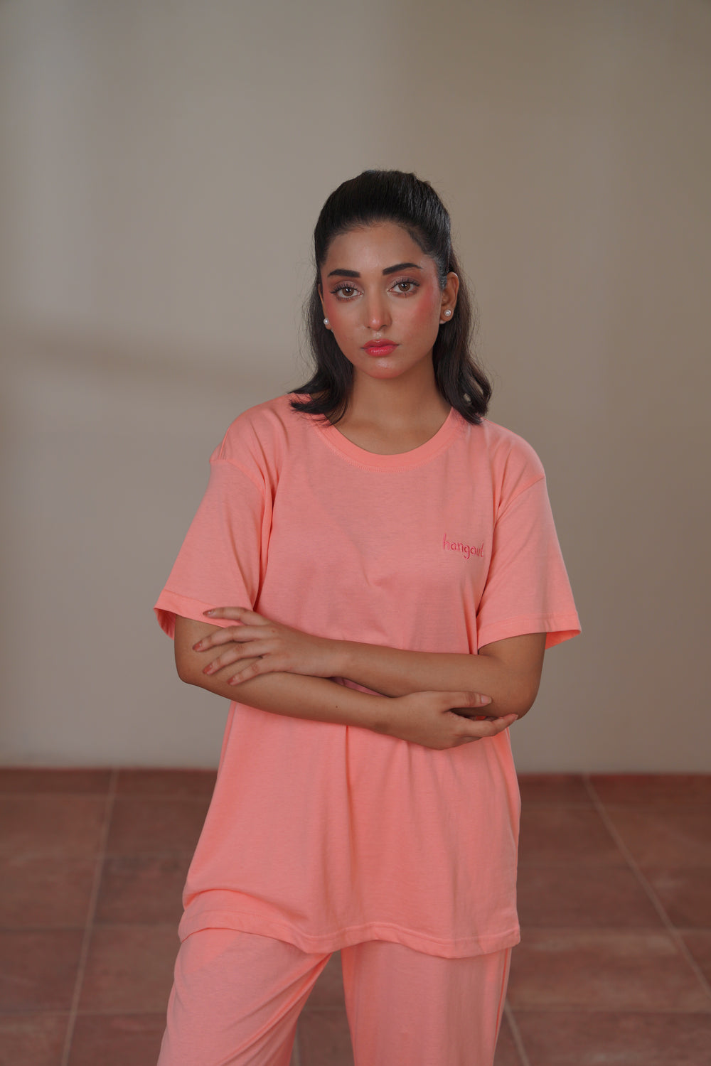 Women Knitted Loungewear - Pastel Peach