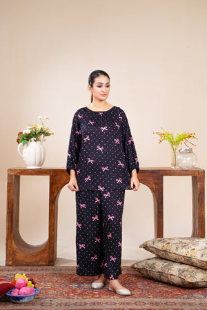 Women Classic Loungewear- Midnight Bows