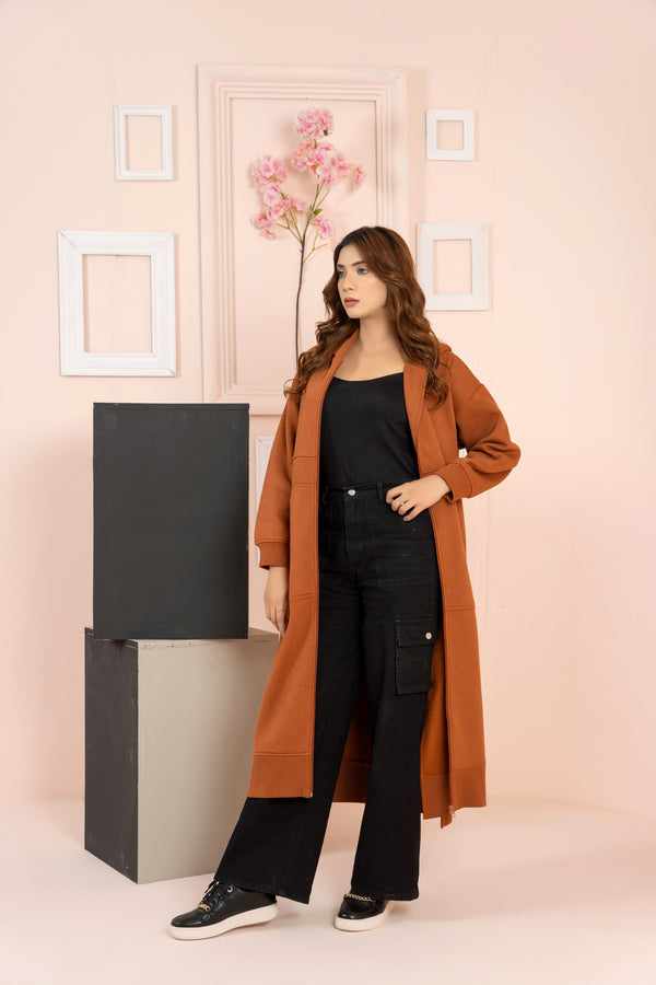 Women's Over-sized Long Full Zipper Hoodie / Terracotta