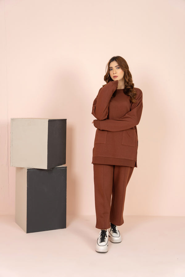Women's Loungewear Co-Ord Set - Chocolate Brown