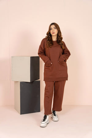 Women's Loungewear Co-Ord Set - Chocolate Brown