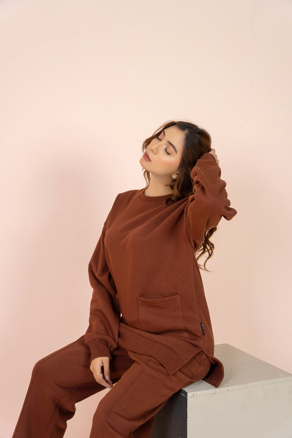 Women's Loungewear Co-Ord Set - Chocolate Brown