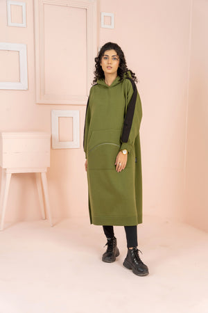 Women's Over-sized Long Hoodie / Army Green