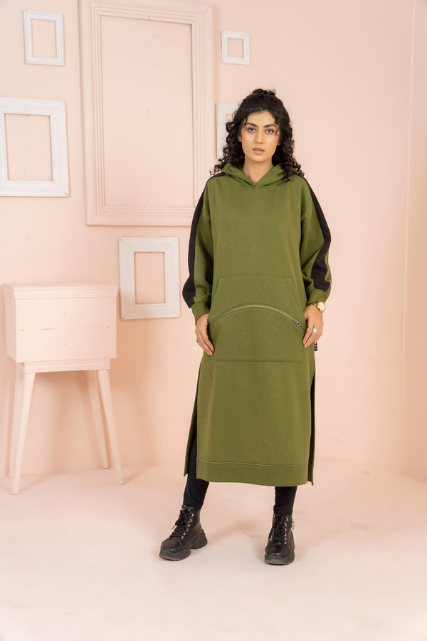 Women's Over-sized Long Hoodie / Army Green