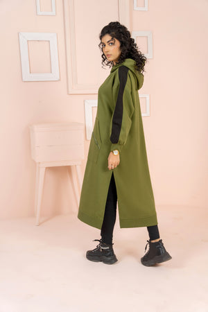 Women's Over-sized Long Hoodie / Army Green