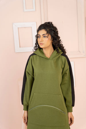 Women's Over-sized Long Hoodie / Army Green