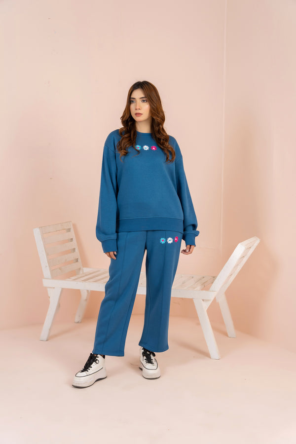Women's Emb Track Suit- Sapphire Blue