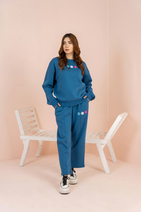 Women's Emb Track Suit- Sapphire Blue