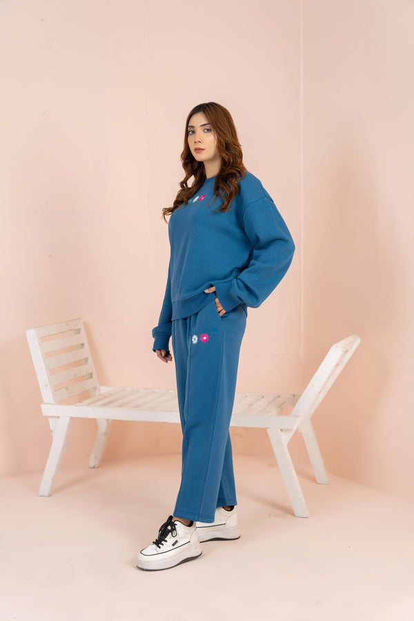 Women's Emb Track Suit- Sapphire Blue