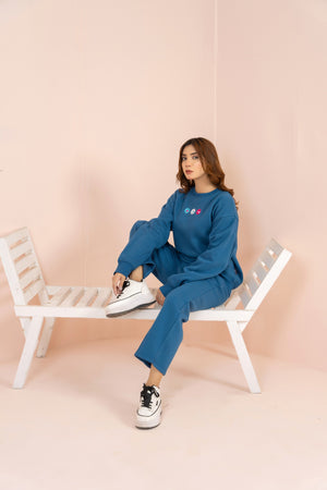 Women's Emb Track Suit- Sapphire Blue