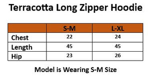 Women's Over-sized Long Full Zipper Hoodie / Terracotta