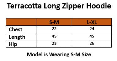 Women's Over-sized Long Full Zipper Hoodie / Terracotta