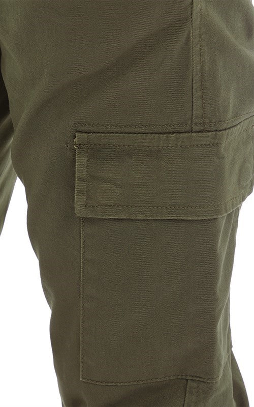 Women's Cargo Trouser Army Green Elastic Waist Cargo Pant