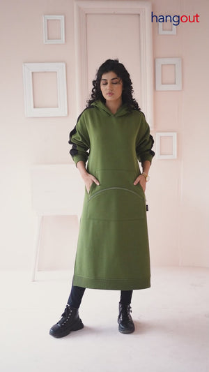 Women's Over-sized Long Hoodie / Army Green