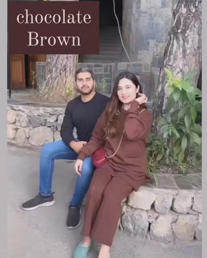 Women's Loungewear Co-Ord Set - Chocolate Brown