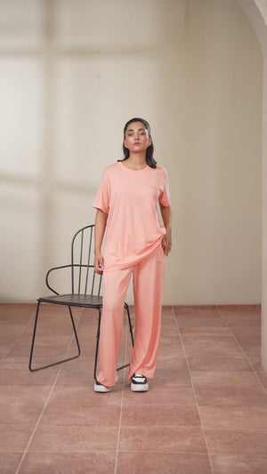 Women Knitted Loungewear - Pastel Peach