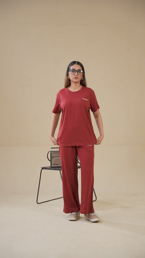 Women Knitted Loungewear - Wine