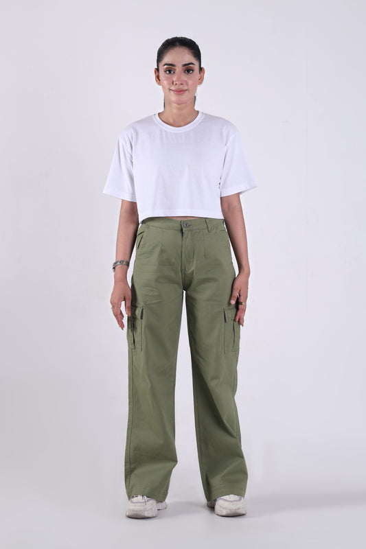 Women's Cargo Wide Bottom- Sage Green