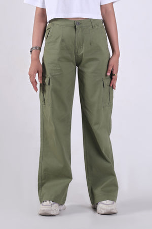 Women's Cargo Wide Bottom- Sage Green