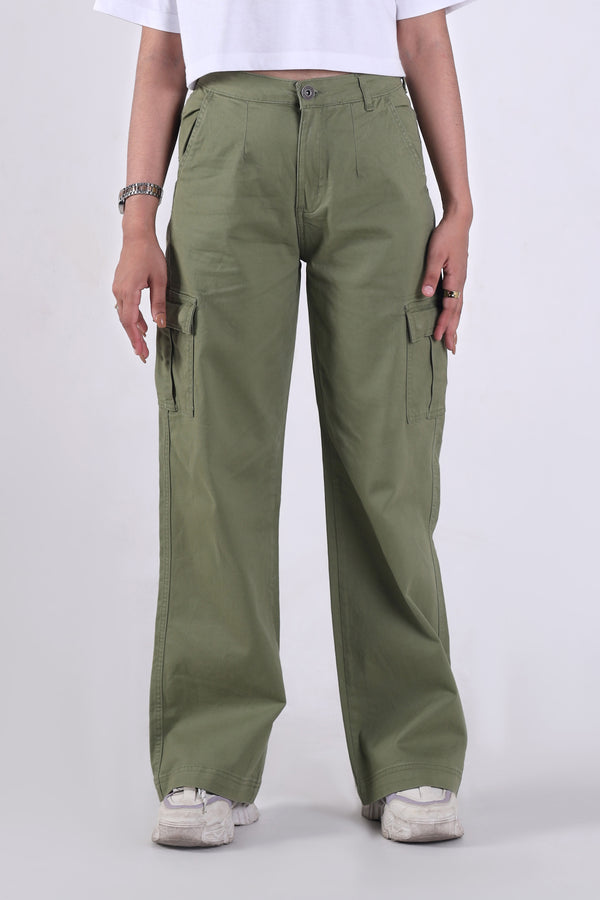 Women's Cargo Wide Bottom- Sage Green