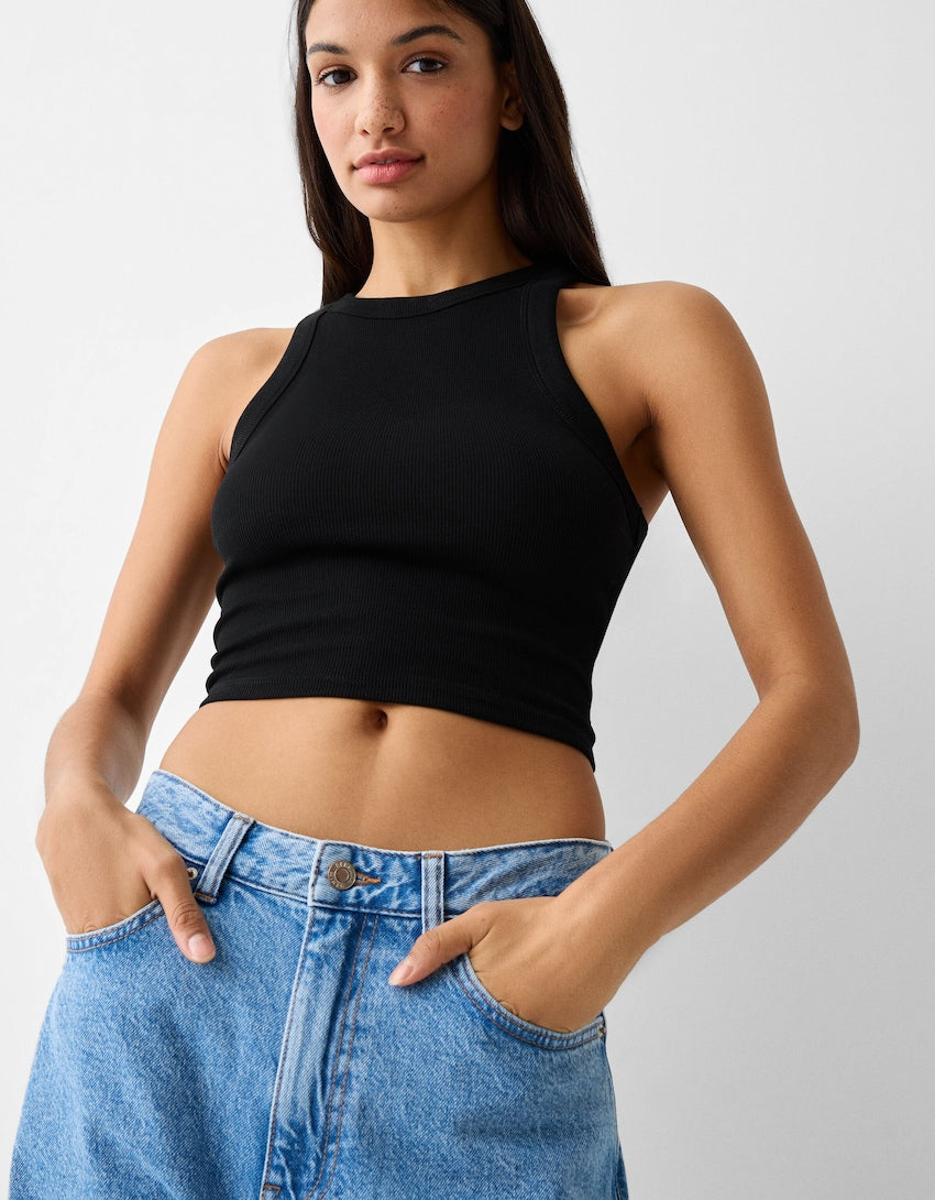 Womens Cami Crop Top - Black