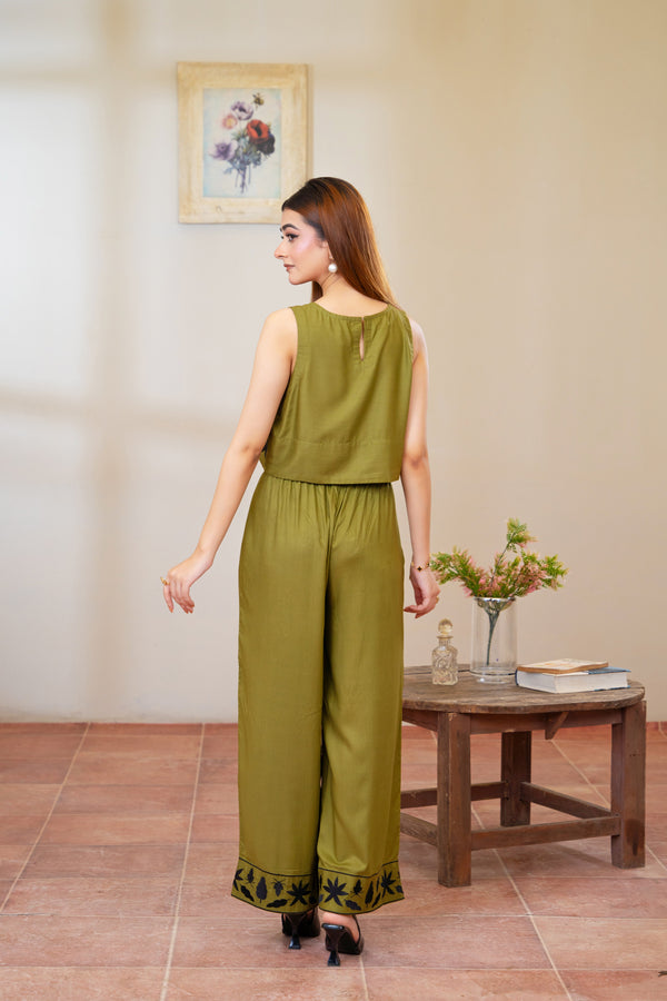 Women Classic Embroidered Co-ord Set - Forest Whispers