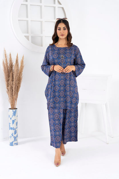 Women's Classic Fashion Wear Suit- Blue Ajrak