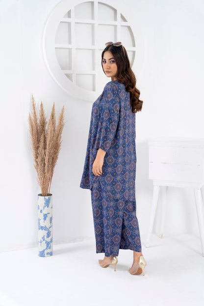 Women's Classic Fashion Wear Suit- Blue Ajrak