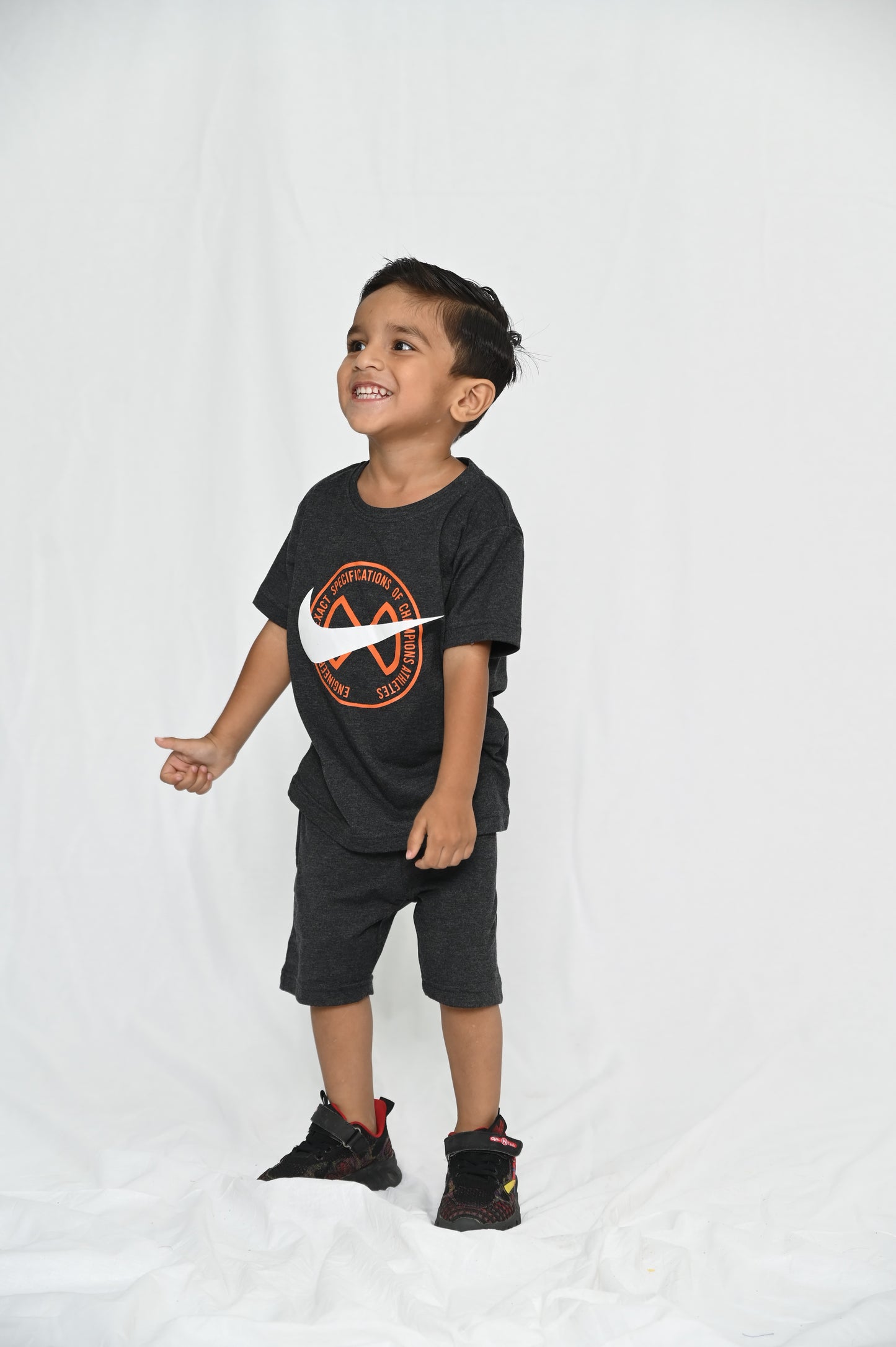 Kids shirt  & short Set - Charcoal