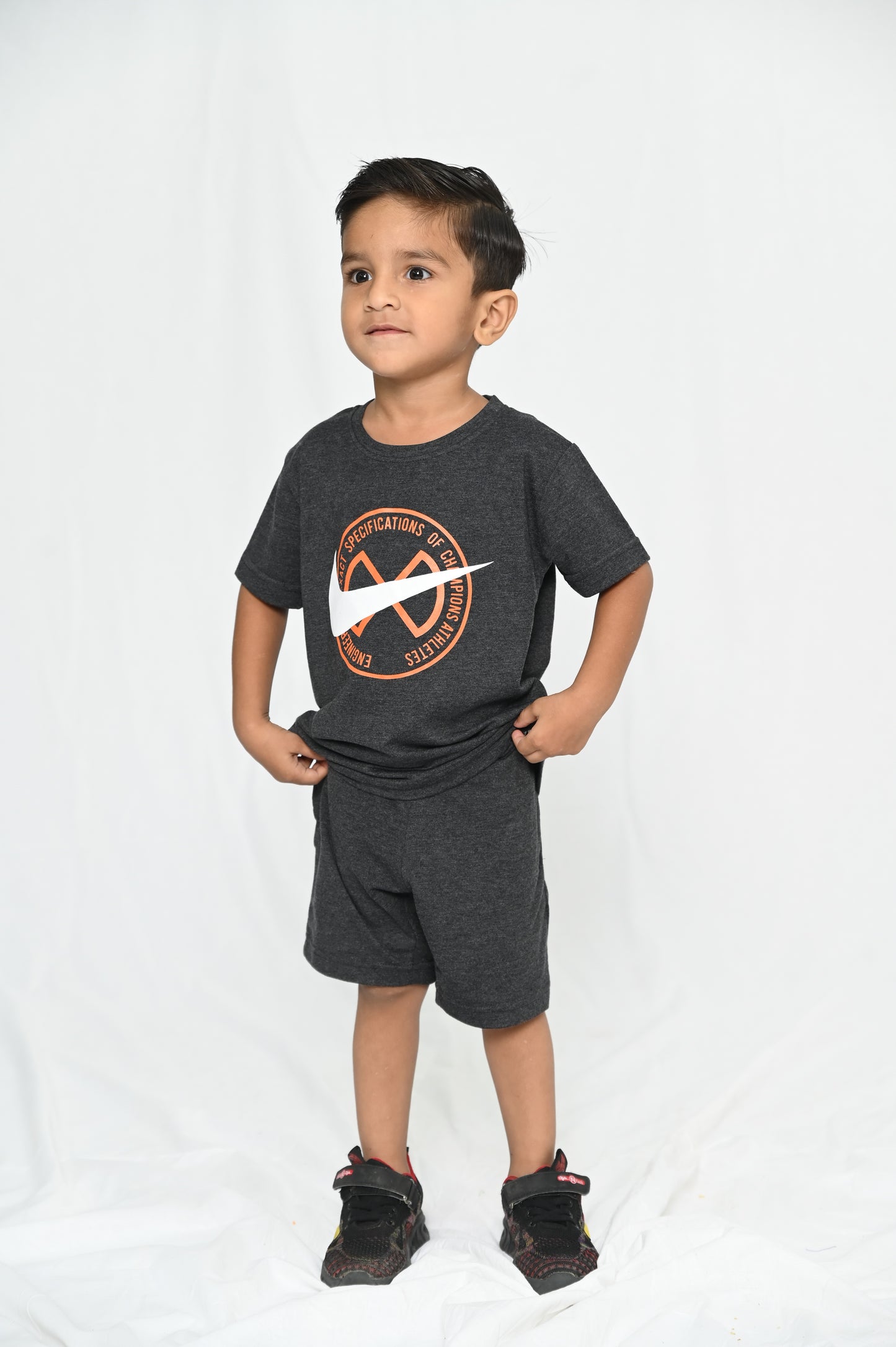 Kids shirt  & short Set - Charcoal