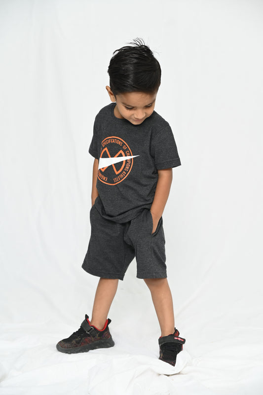 Kids shirt  & short Set - Charcoal