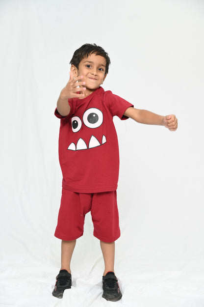 Kids shirt  & short Set - Maroon