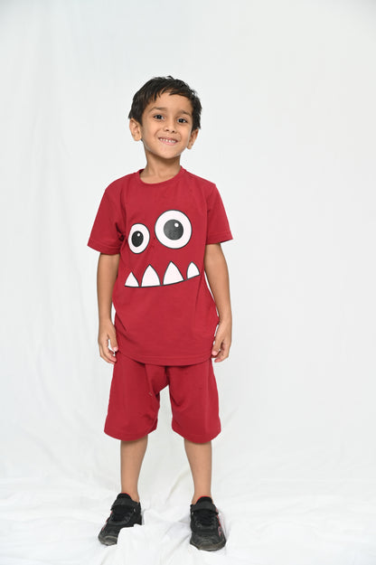 Kids shirt  & short Set - Maroon