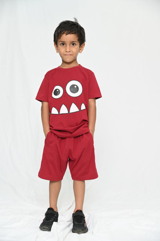 Kids shirt  & short Set - Maroon