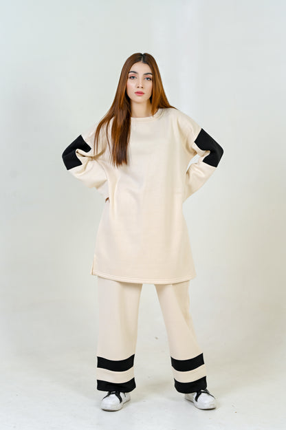 Women's Stylish Over sized -Co-Ord Set -Off-white