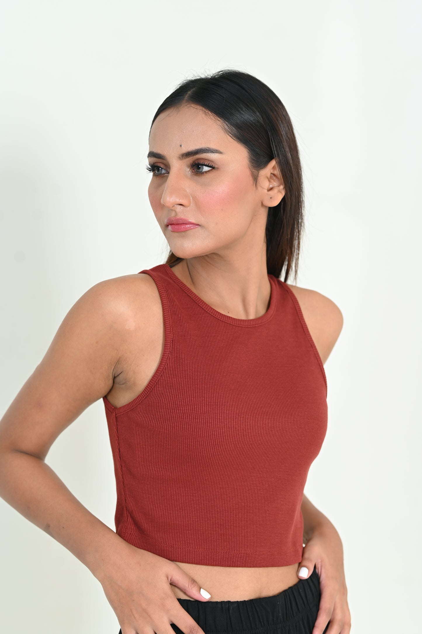 Womens Cami Crop Top - Brown