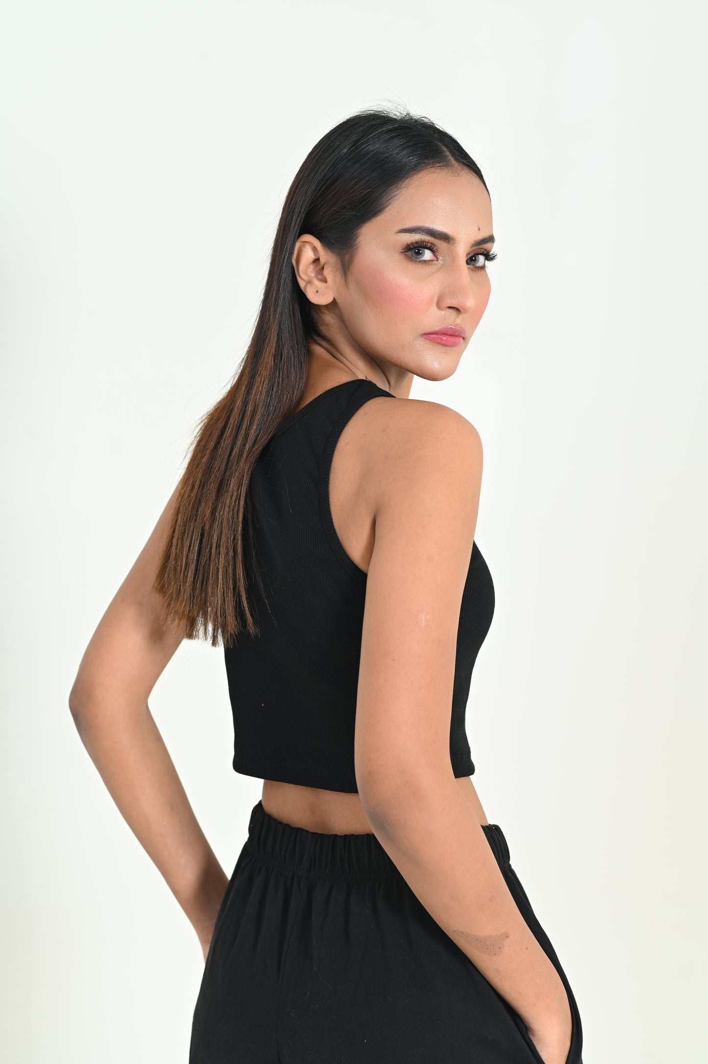 Womens Cami Crop Top - Black